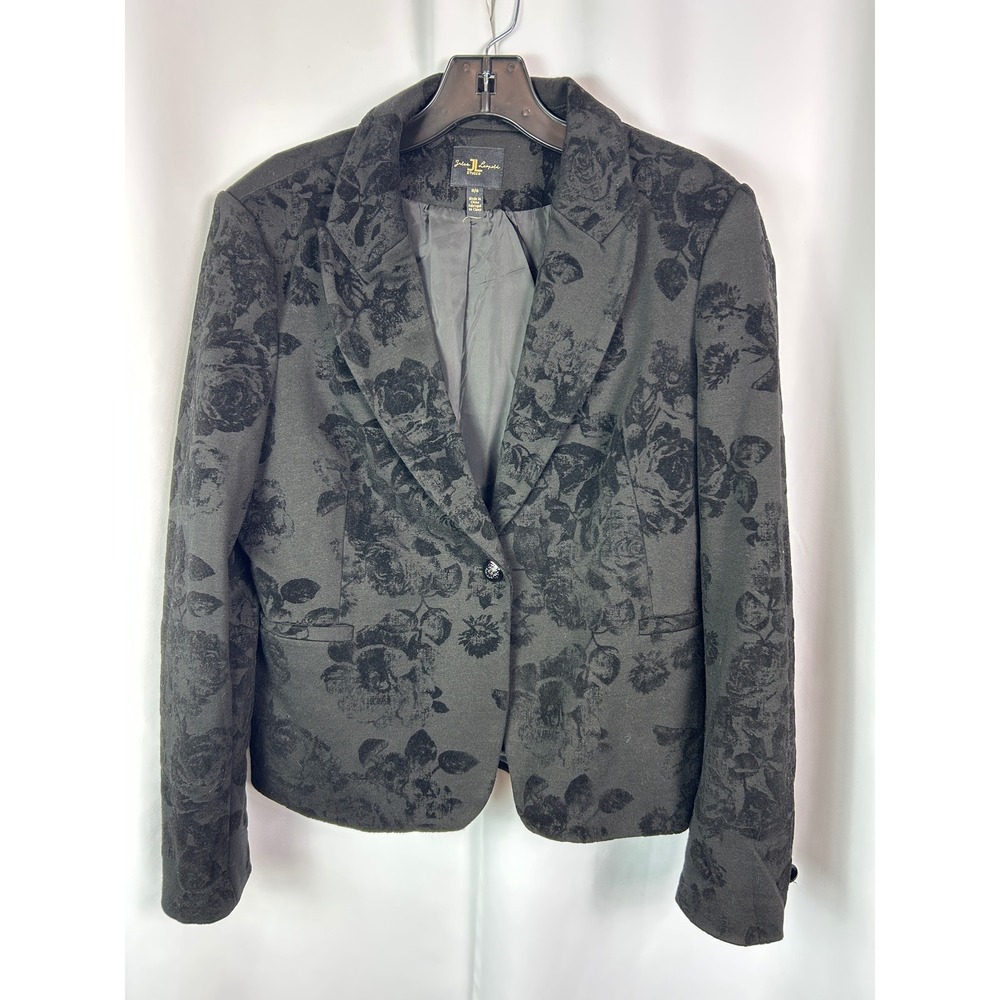 Jules & Leopold Black Floral Damask Blazer Ornate Button Dark Academia Size M
